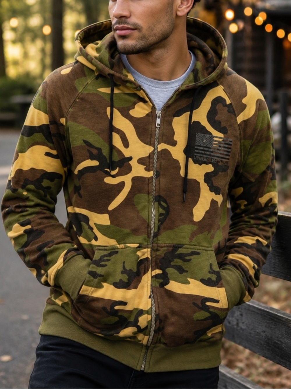 Rothco Combat Iron Apparel Camouflage Zip Hoodie – Medium